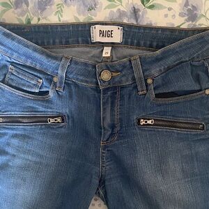 PAIGE Women's Medium Blue Skinny Jeans with Zip Pocket Detail Indio zip